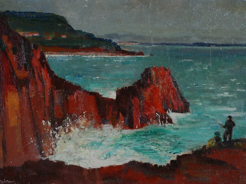 Appraisal: JOHN W GILROY - OIL PAINTING ON BOARD Rocky coast