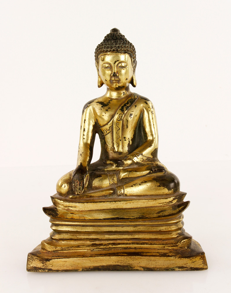 Appraisal: - Chinese Gilt Bronze Buddha Gilt bronze figure of Buddha