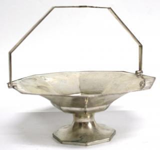 Appraisal: English Electroplate Fruit Basket ca The hexagonal lobed bowl with