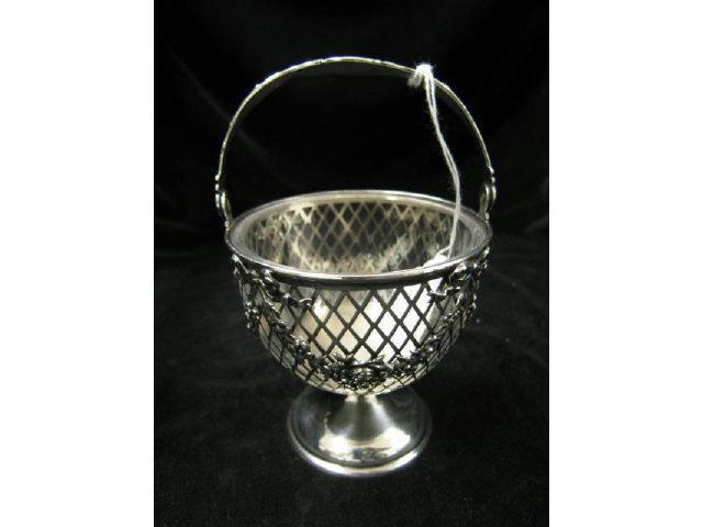 Appraisal: Sterling Silver Basket Candy Dish garland lattice decor swing handle