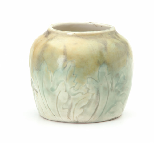 Appraisal: LOSANTI Porcelain vase carved with acanthus leaves and covered in