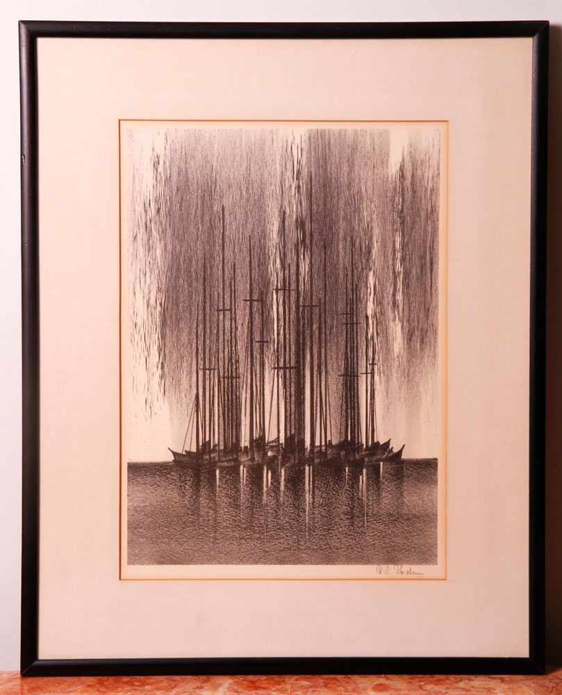 Appraisal: - Florsheim Anchorage Lithograph Richard Florsheim Anchorage original lithograph signed