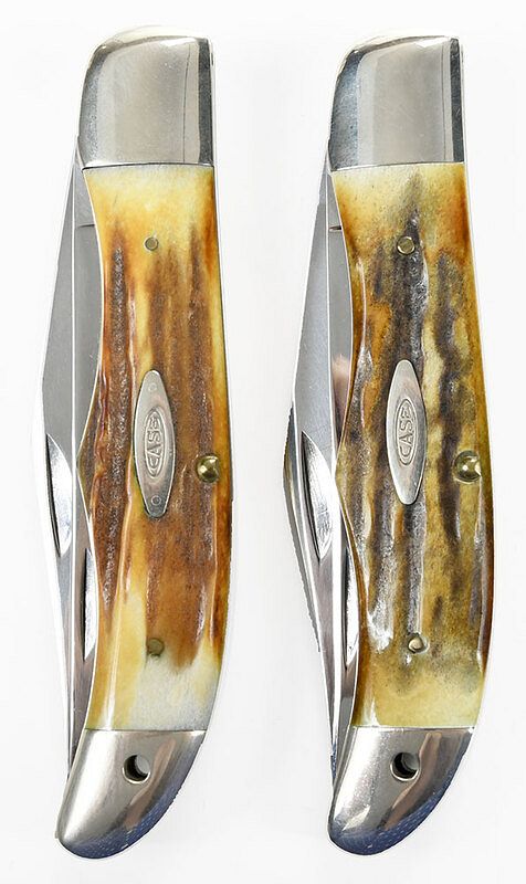 Appraisal: Pair Case Ten Dot Hunter Knives stag handle two folding