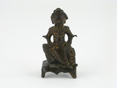 Appraisal: A Chinese bronze seated figure of Guandi in a warlike