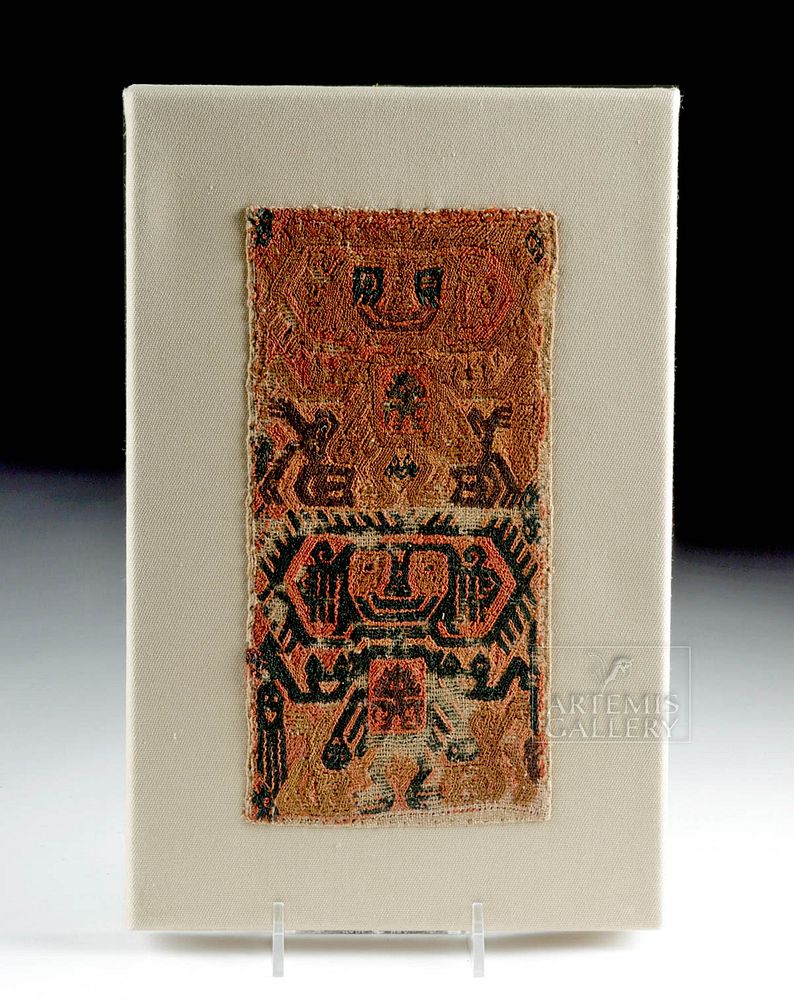 Appraisal: Paracas Camelid Textile Panel - Abstract Deities Pre-Columbian South Coast