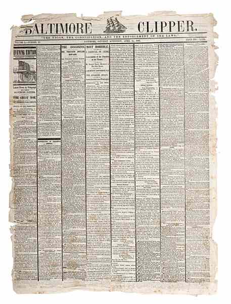 Appraisal: Baltimore Clipper Lincoln Assassination April Morning Afternoon Editions Plus Lot