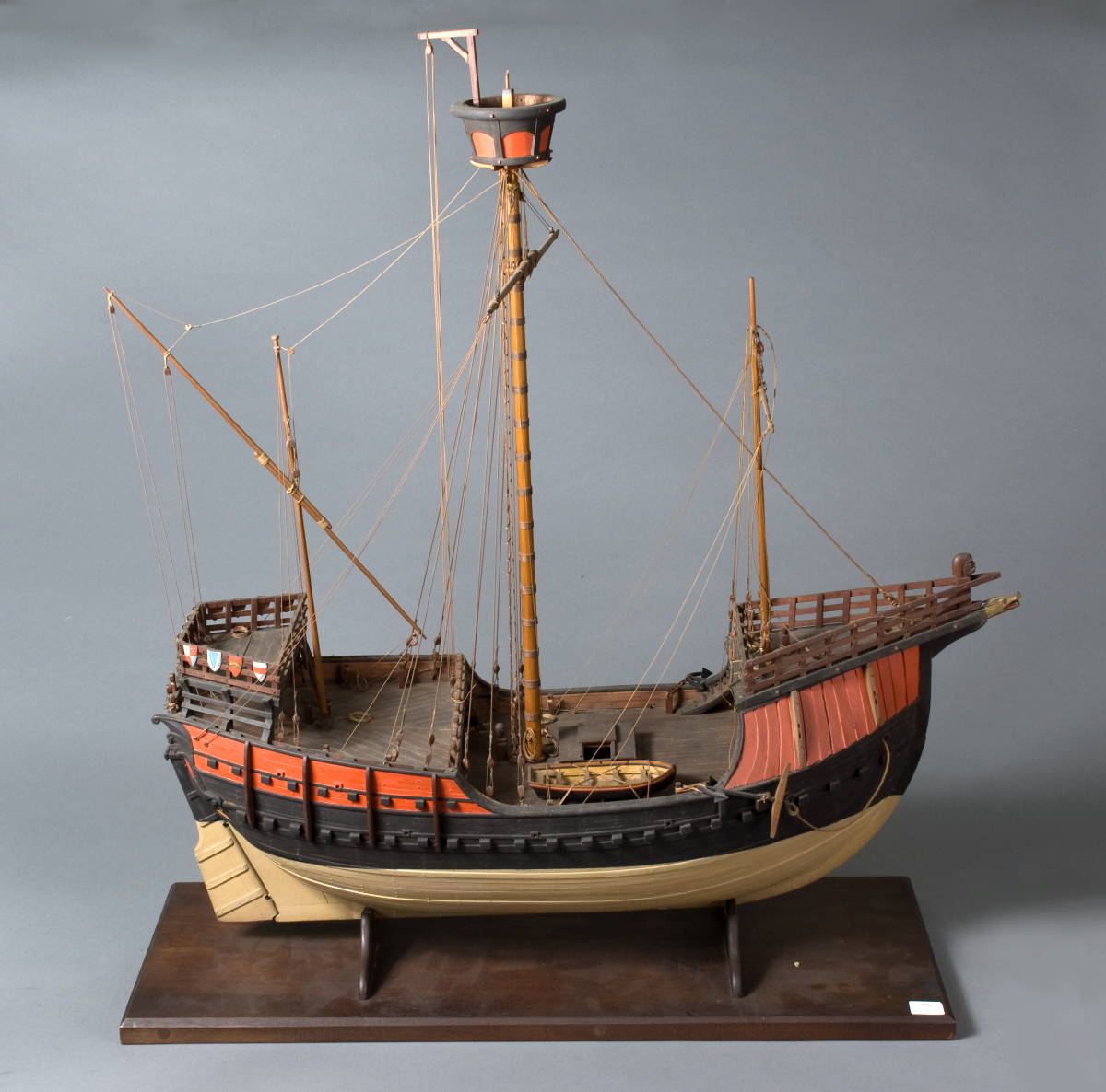 Appraisal: LARGE MODEL OF A SEVENTEENTH CENTURY SHIP Constructed of painted