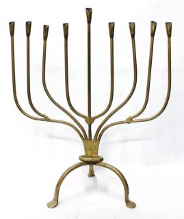 Appraisal: Mid Having eight curving candle arms centering a straight shamash