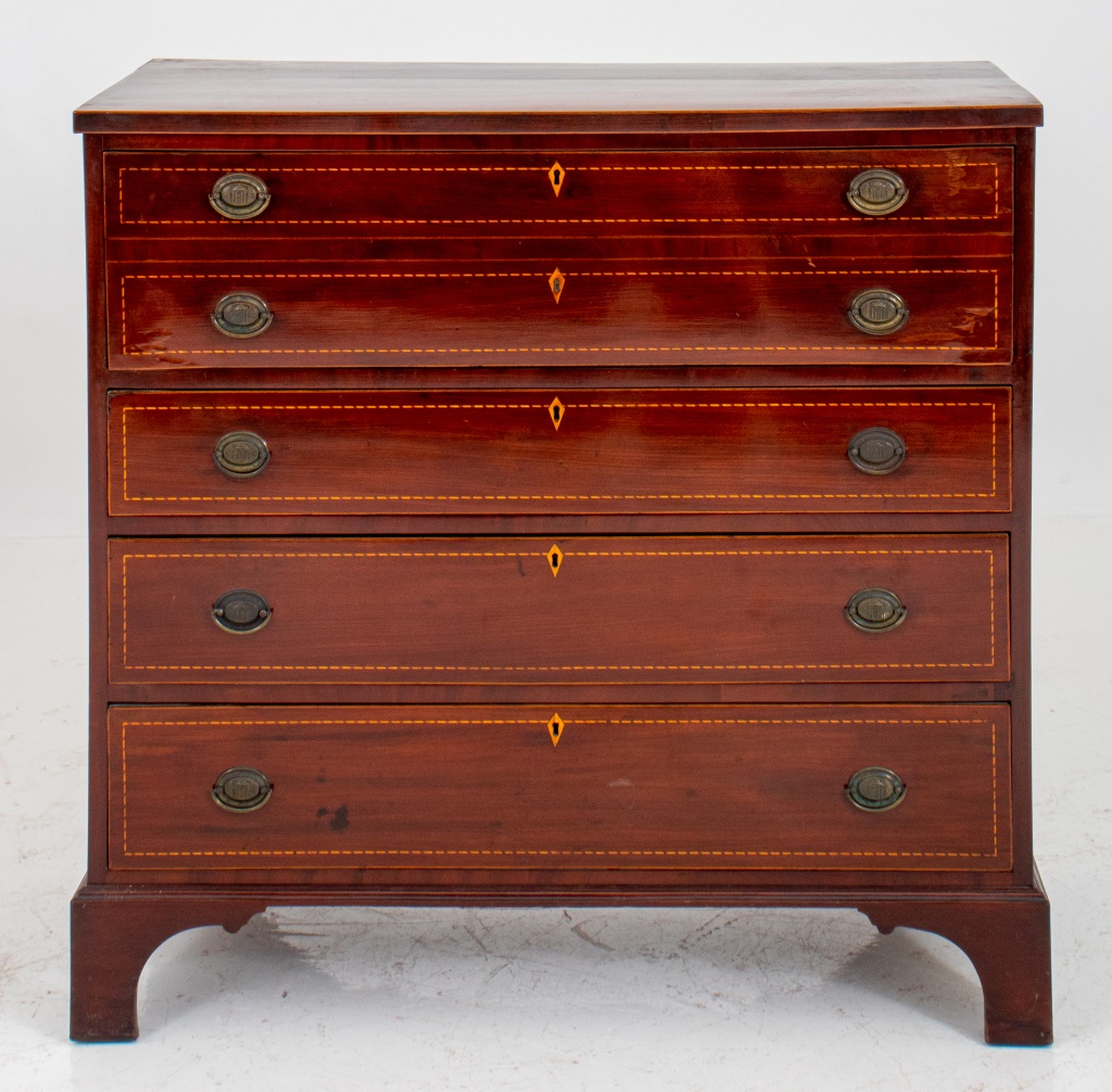 Appraisal: LATE GEORGE III INLAID MAHOGANY SECRETARY CHEST Late George III