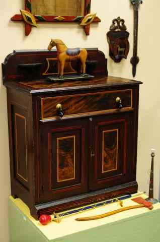 Appraisal: VICTORIAN WASH STAND Nicely accented with painted panels back shelf