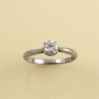 Appraisal: A diamond solitaire ring the circular cut diamond weighs approximately