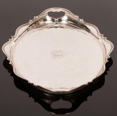 Appraisal: An Edwardian silver tray James Dixon Sons London of twin