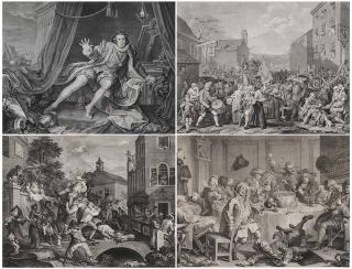 Appraisal: William Hogarth British Four engravings Mr Garrick in the Character