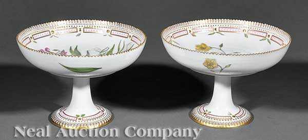 Appraisal: Two Royal Copenhagen Flora Danica Porcelain Compotes No dated -