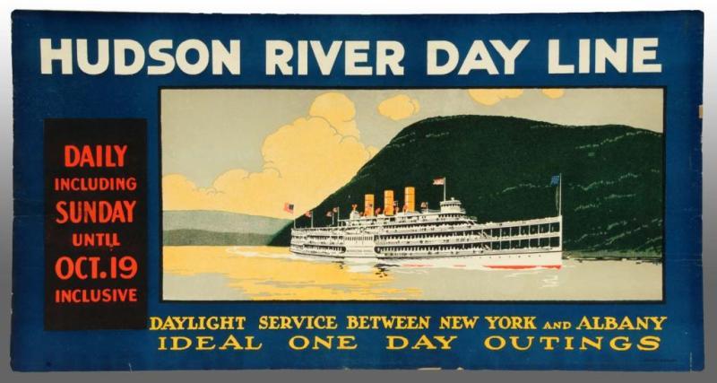 Appraisal: Cardboard Hudson River Travel Trolley Car Sign Description Circa to