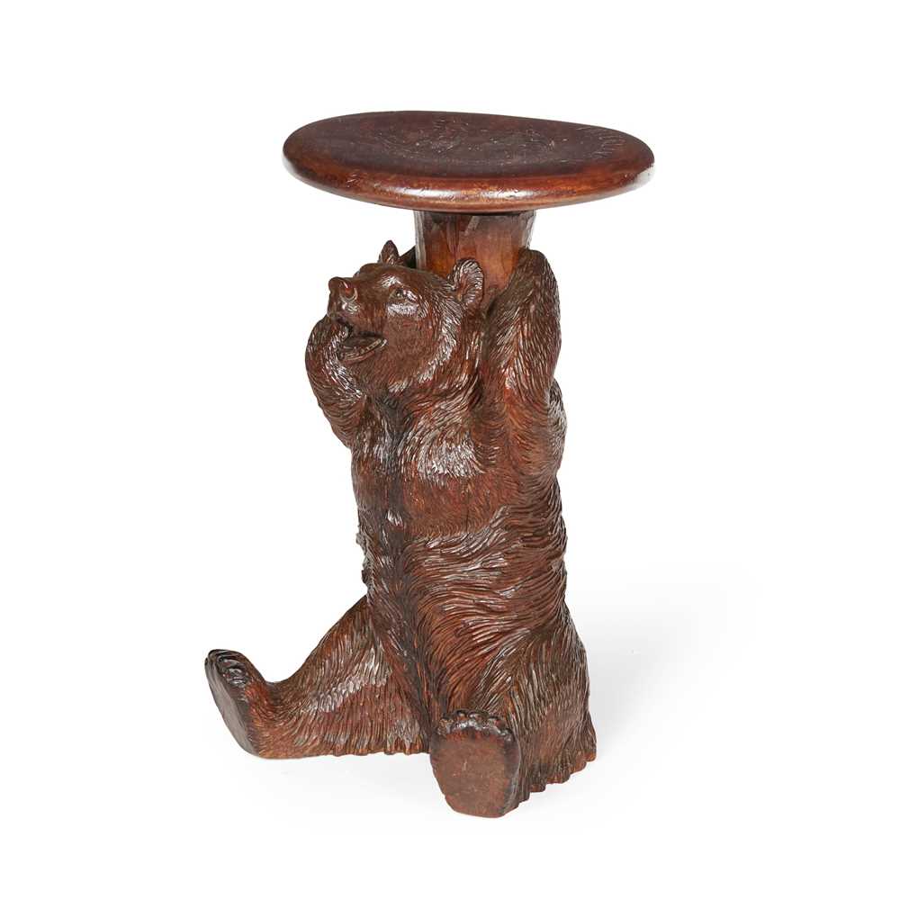 Appraisal: BLACK FOREST CARVED BEAR PIANO STOOL LATE TH CENTURY the