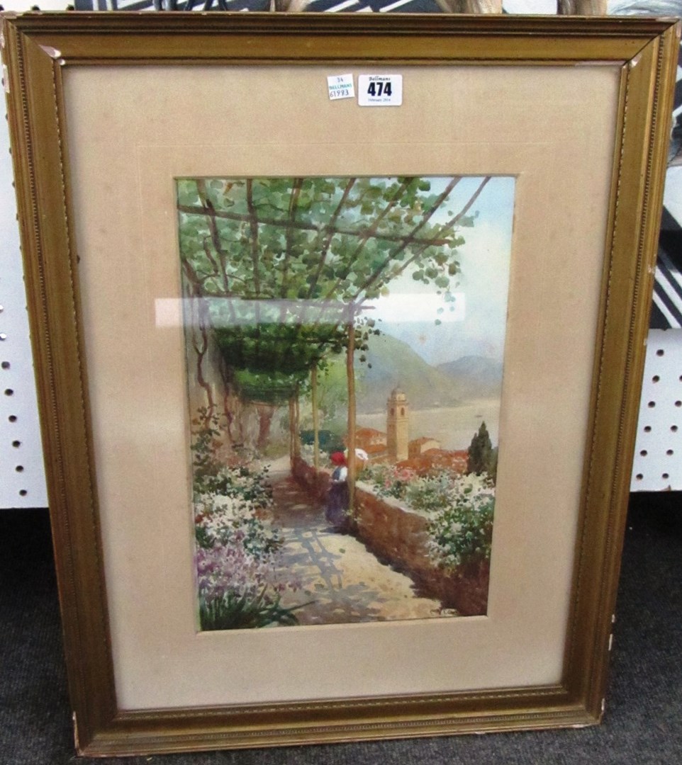 Appraisal: L Viari early th century An Italian terrace watercolour signed