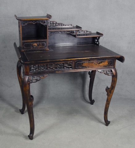 Appraisal: Mahogany Writing Table in the Chinese StyleEarly th century Tiered