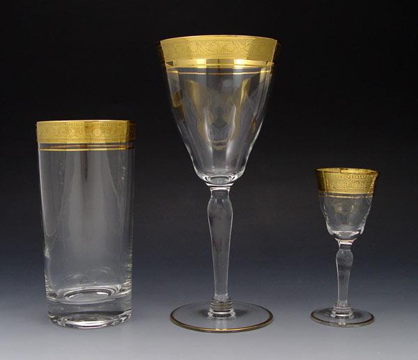 Appraisal: EMBOSSED GOLD RIMMED STEMWARE stems '' tumblers '' cordials ''