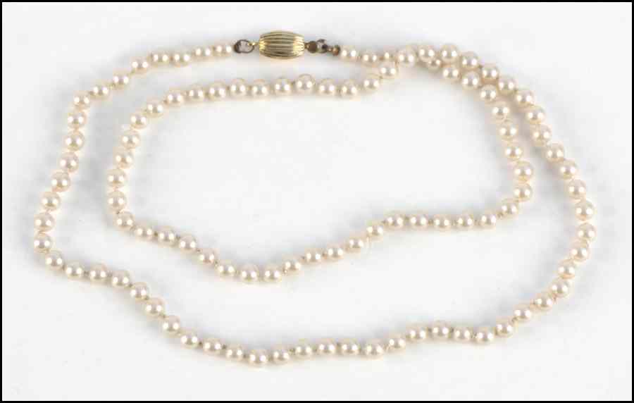 Appraisal: SINGLE STRAND PEARL NECKLACE mm Length '' Condition No Specific