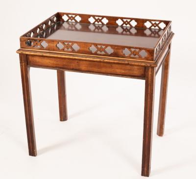 Appraisal: A George III mahogany rectangular tray table with pierced lattice