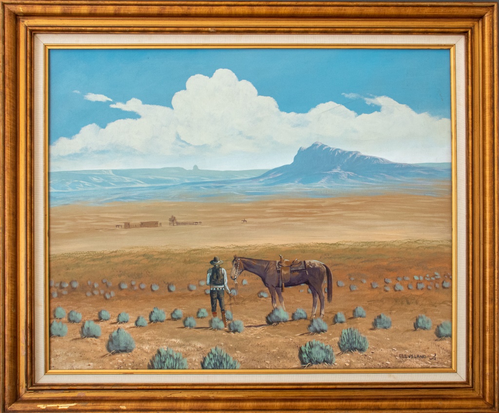 Appraisal: FRED CLEVELAND MAN AND HIS HORSE OIL ON CANVAS Fred