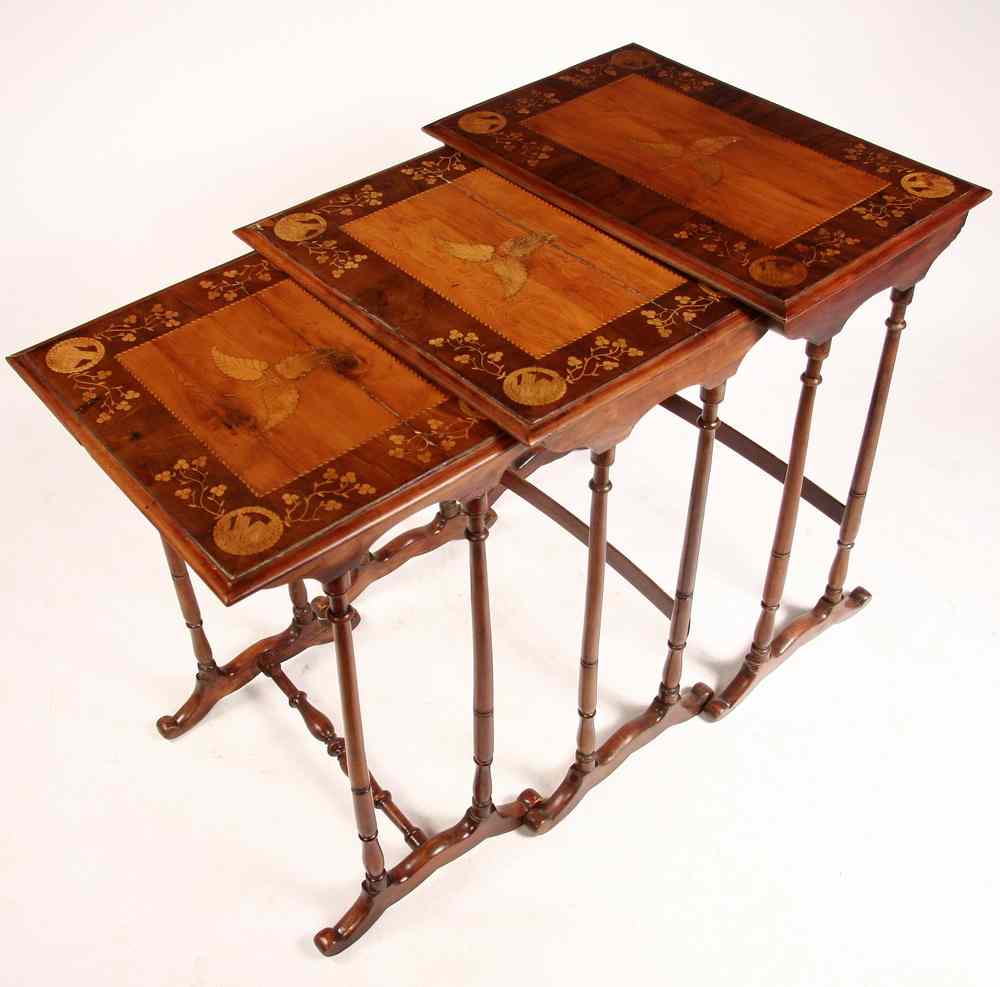 Appraisal: ITALIAN NESTING TABLES - Set of Three Italian Marquetry Inlaid