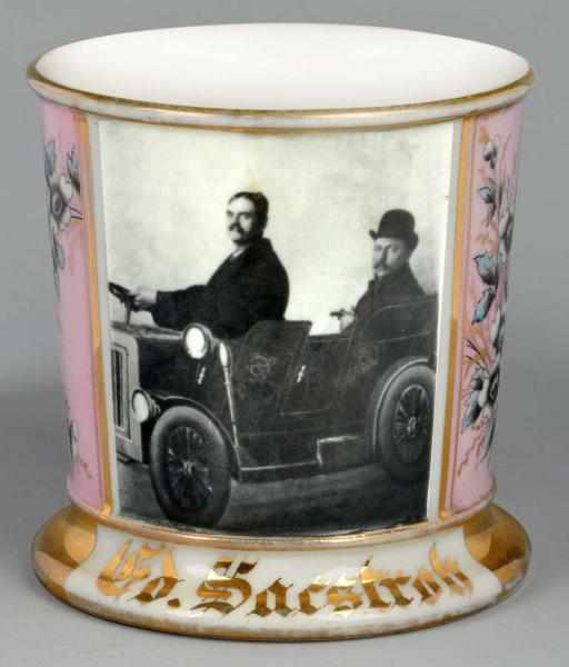 Appraisal: Photographic Shaving Mug Description Gilt name Ed Sacstrob Shows a