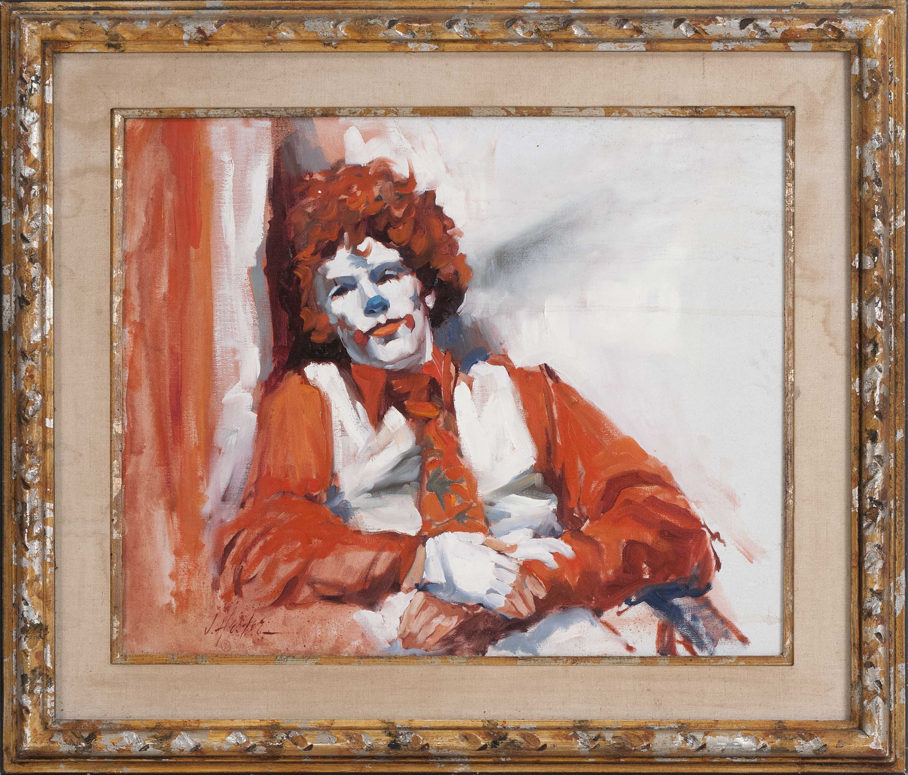 Appraisal: JAY HESTERAmerican th CenturyPortrait of a clown Signed lower left