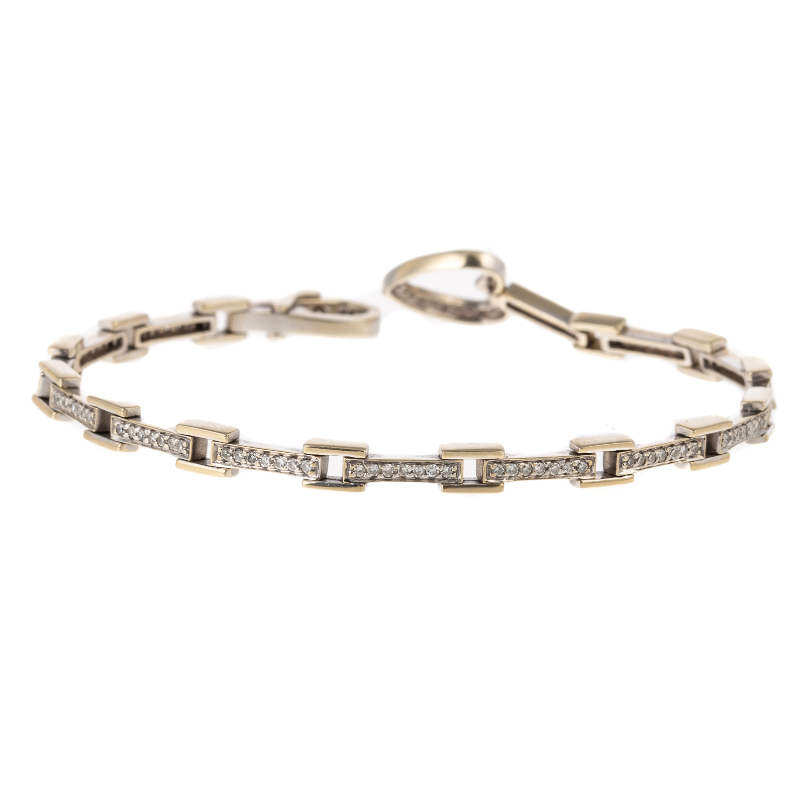 Appraisal: A DIAMOND LINK BRACELET WITH HEART CLASP IN K K