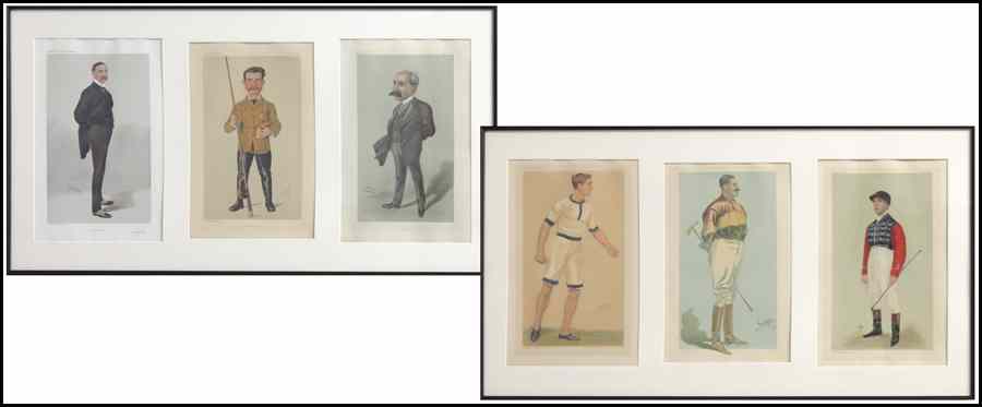 Appraisal: GROUP OF SIX ASSORTED VANITY FAIR PRINTS Mounted within two