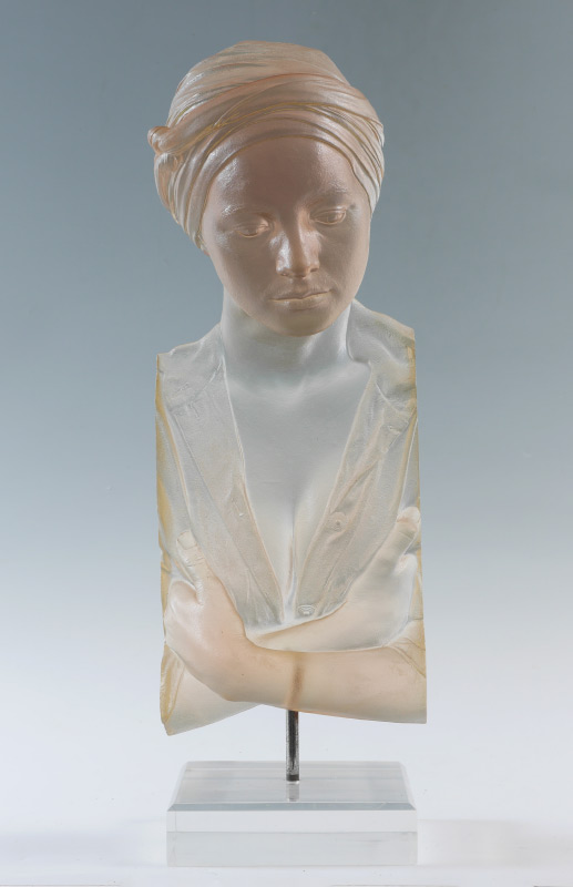 Appraisal: MARC SIJAN ACRYLIC SCULPTURE Toned acrylic bust of a woman