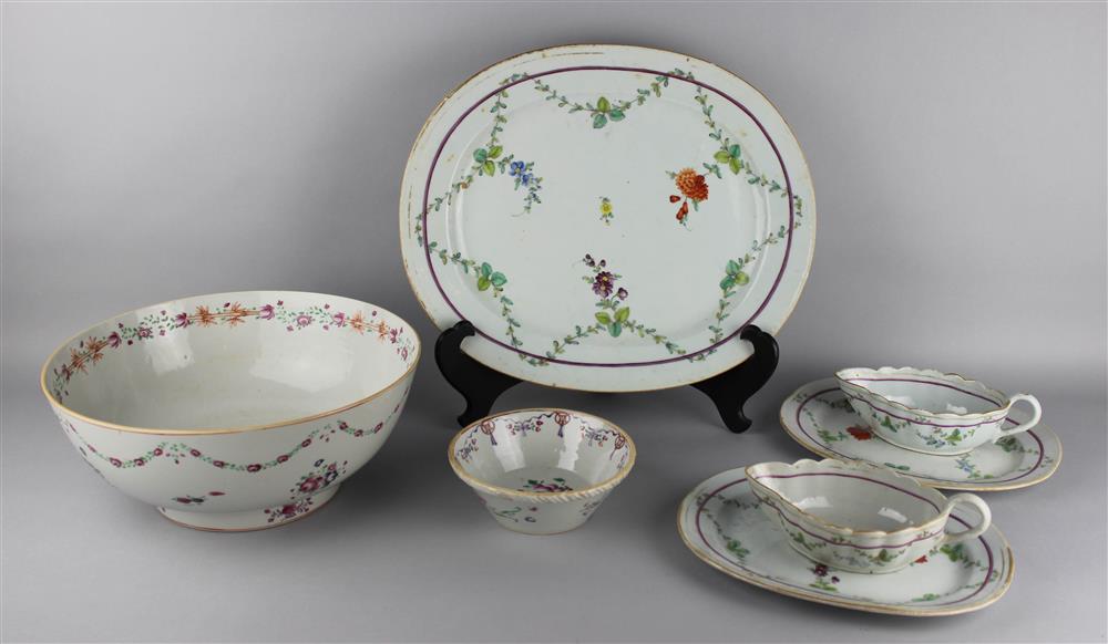 Appraisal: GROUP OF CHINESE EXPORT FAMILLE ROSE SERVICE PIECES TH CENTURY