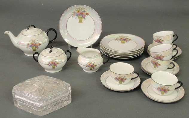 Appraisal: Bavarian china tea service and a cut glass candy dish