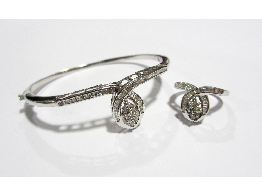 Appraisal: An ct white gold diamond set bangle and matching dress