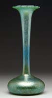 Appraisal: LARGE LOETZ IRIDESCENT VASE Green glass with iridescent blue oil