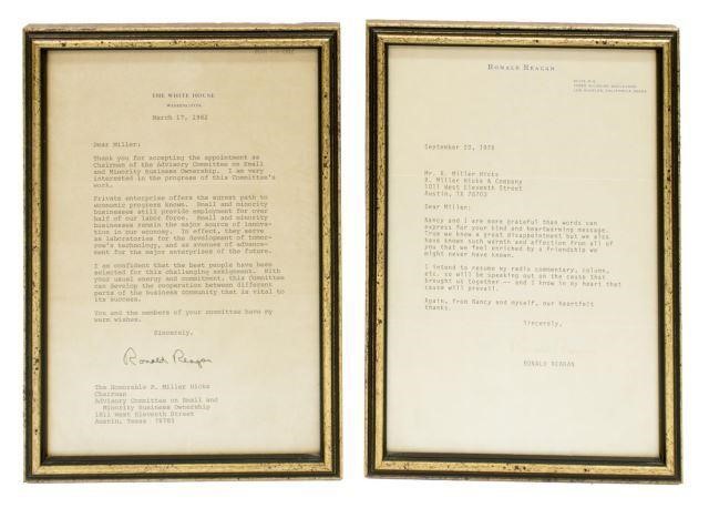 Appraisal: lot of Framed typed letters signed by Ronald Reagan -