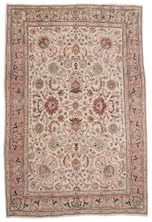 Appraisal: Ivory Field Tabriz Carpet mid- th century floral and vine