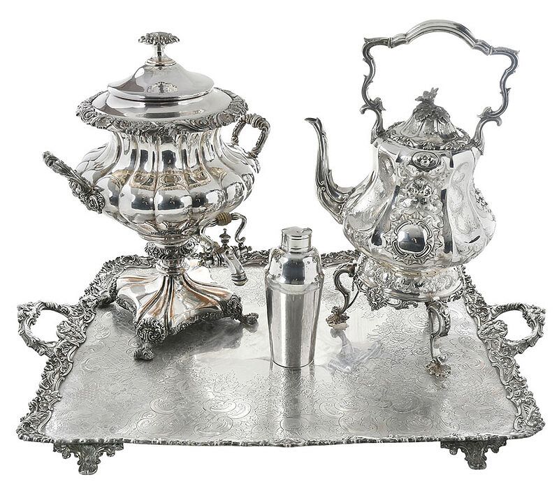 Appraisal: Four Pieces Silver Plate Table Items late th early th