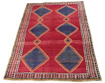 Appraisal: An Antique Gabbeh Carpet Traditional Gabbah design rug with six