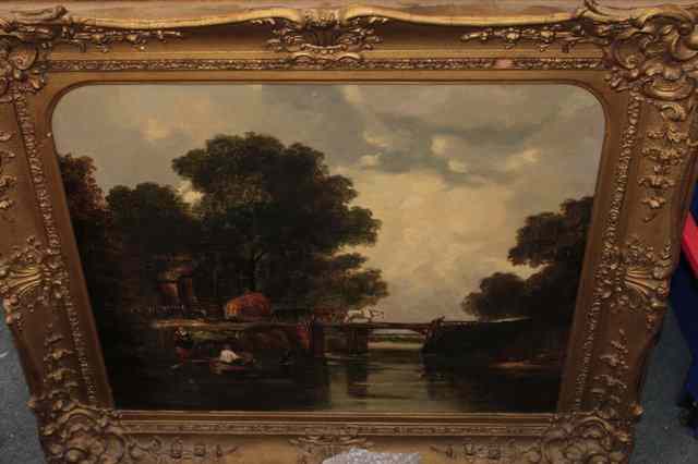 Appraisal: TH CENTURY ENGLISH SCHOOL - A river scene of a