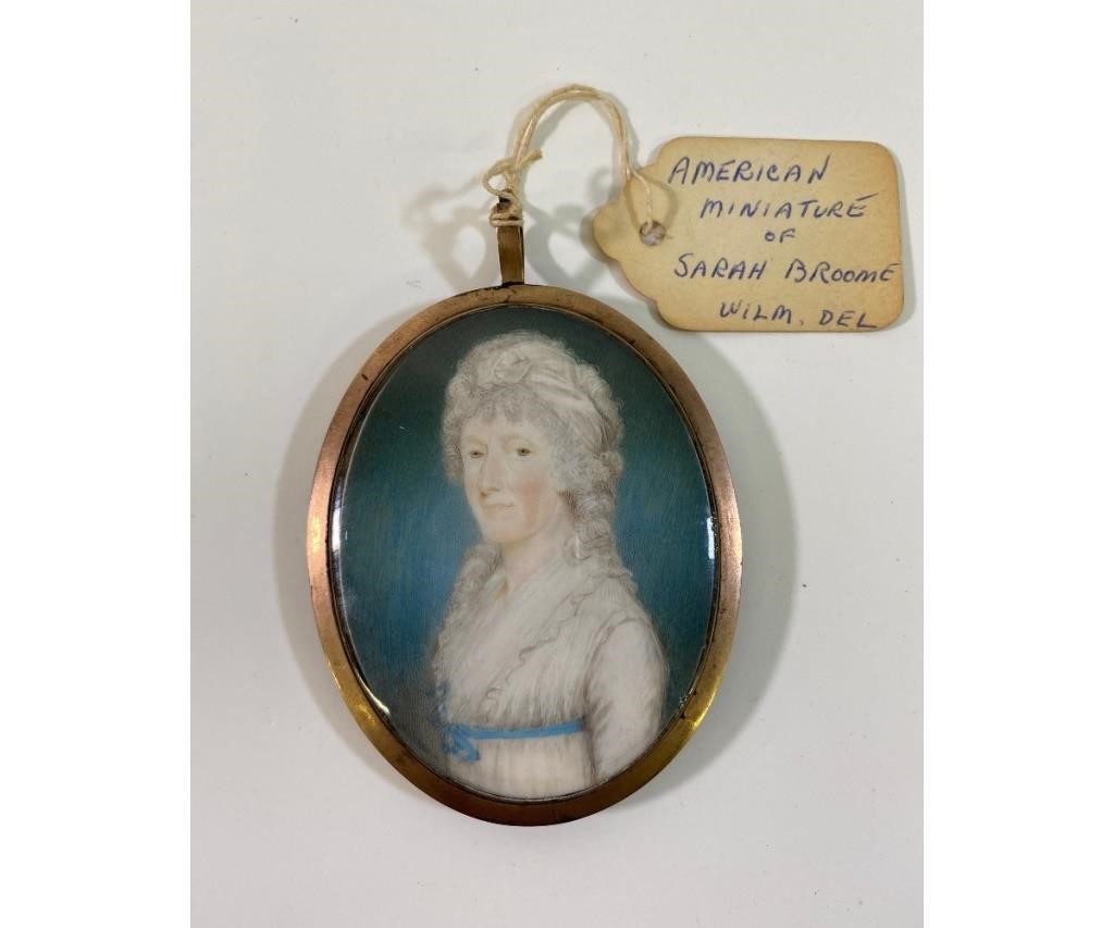 Appraisal: Early American miniature portrait of Sarah Broome of Wilmington Del