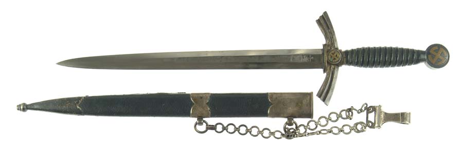 Appraisal: FIRST MODEL LUFTWAFFE DAGGER WITH SCABBARD AND CHAIN Eickhorn logo