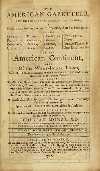 Appraisal: MORSE JEDIDIAH The American Gazeteer Boston folding maps Sheep wanting