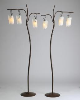 Appraisal: Italian floor lamps with art glass shades Pair of contemporary