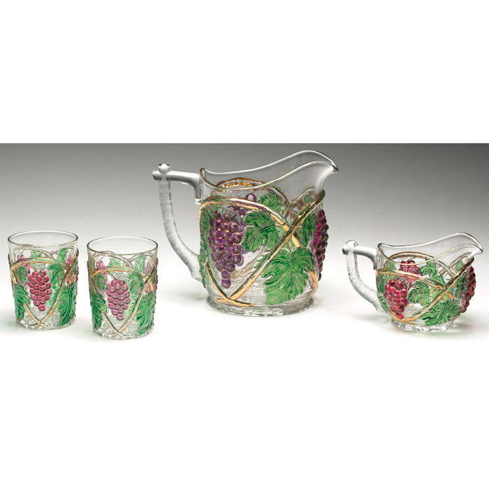 Appraisal: U S Glass Palm Beach water set includes a pitcher