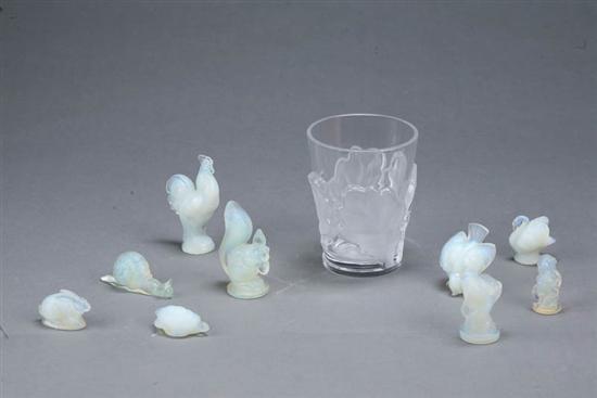 Appraisal: NINE SABINO FIGURES AND A LALIQUE TUMBLER France th century