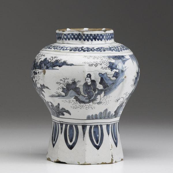 Appraisal: DELFT Jar decorated with Chinese water scene ca