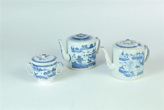 Appraisal: THREE PIECES OF CANTON China th century Two teapots both