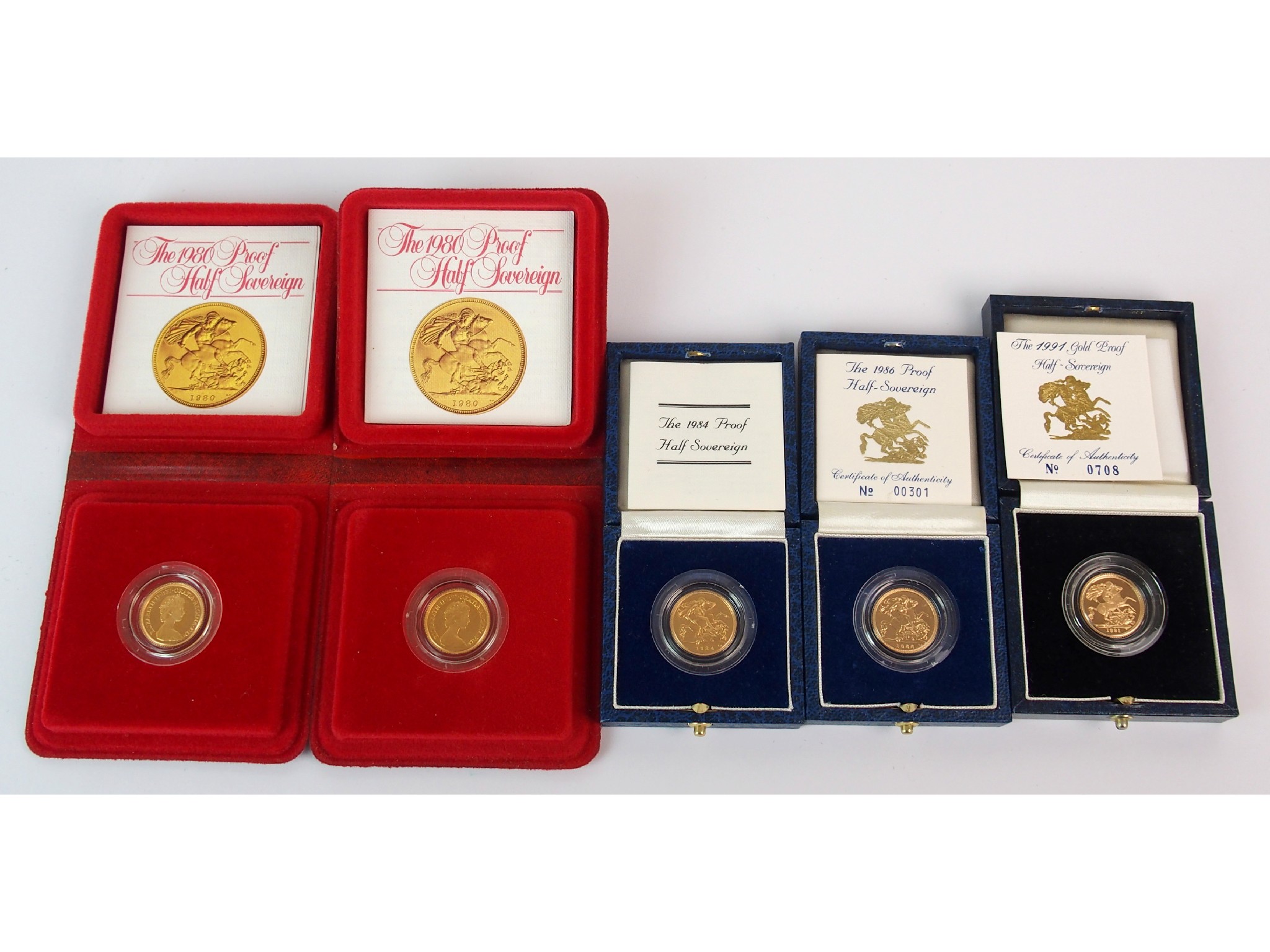 Appraisal: Great Britain gold proof half sovereignscomprising two half sovereigns half